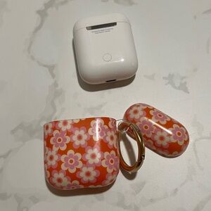 Authentic Apple AirPods with Retro Floral Case Bundle